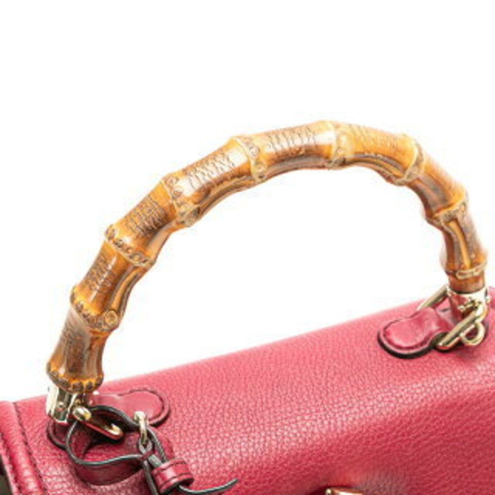 Gucci Bamboo Shoulder Bag Red Bordeaux Leather - Picture 5 of 8